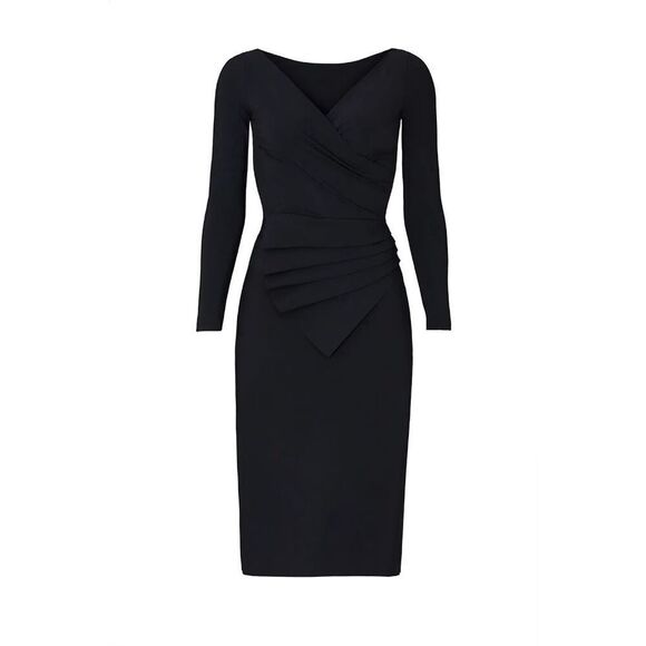 Chiara Boni La Petite Robe Black Knee Length Jersey Kaya Sheath Dress Size 38 - Picture 12 of 13